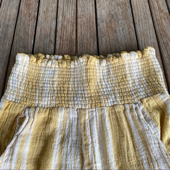 Rip Curl Seaside Stripe Pants Wide Leg High Waist Small Yellow White Pockets - Picture 7 of 11